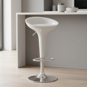 White Adjustable Bar Stool