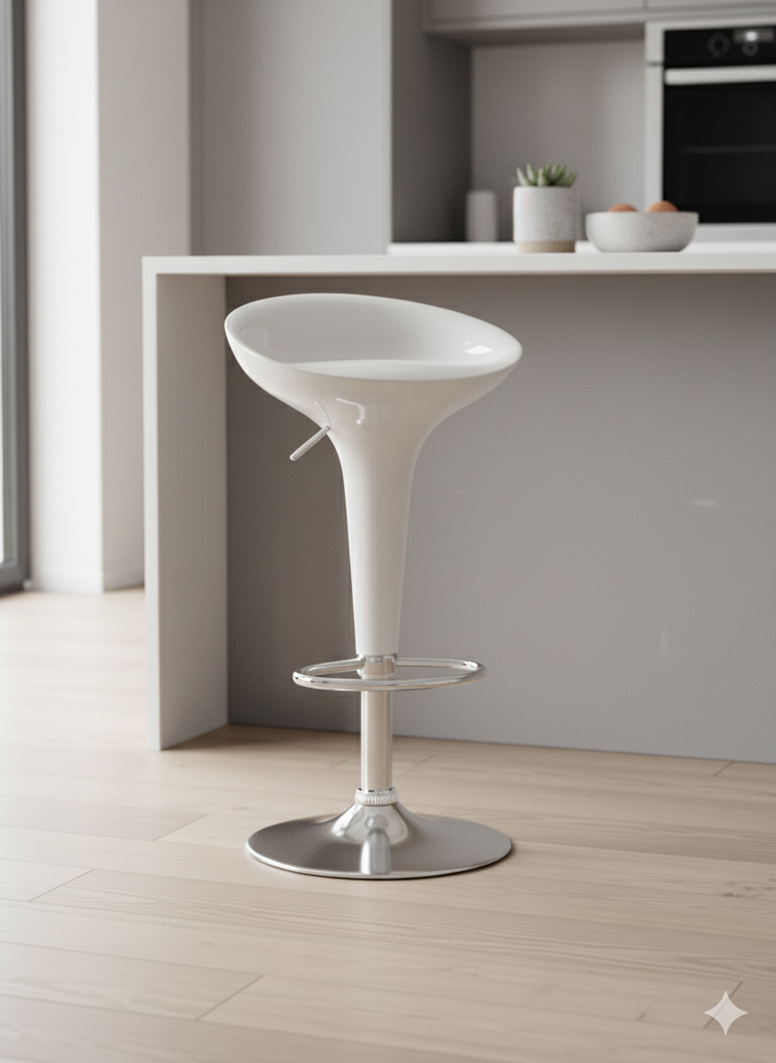 White Adjustable Bar Stool