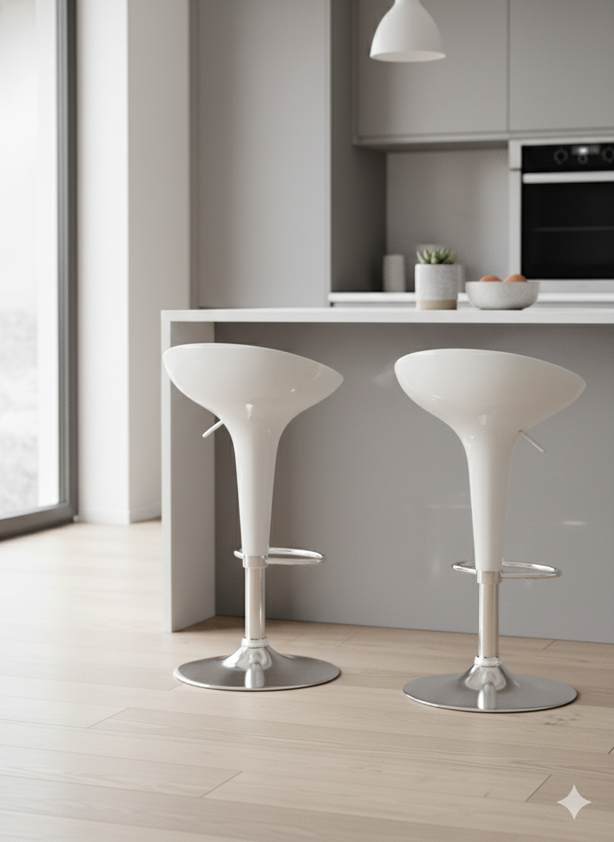 White Adjustable Bar Stool - Image 3