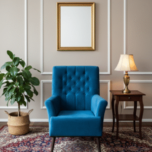 Blue Velvet Accent Chair