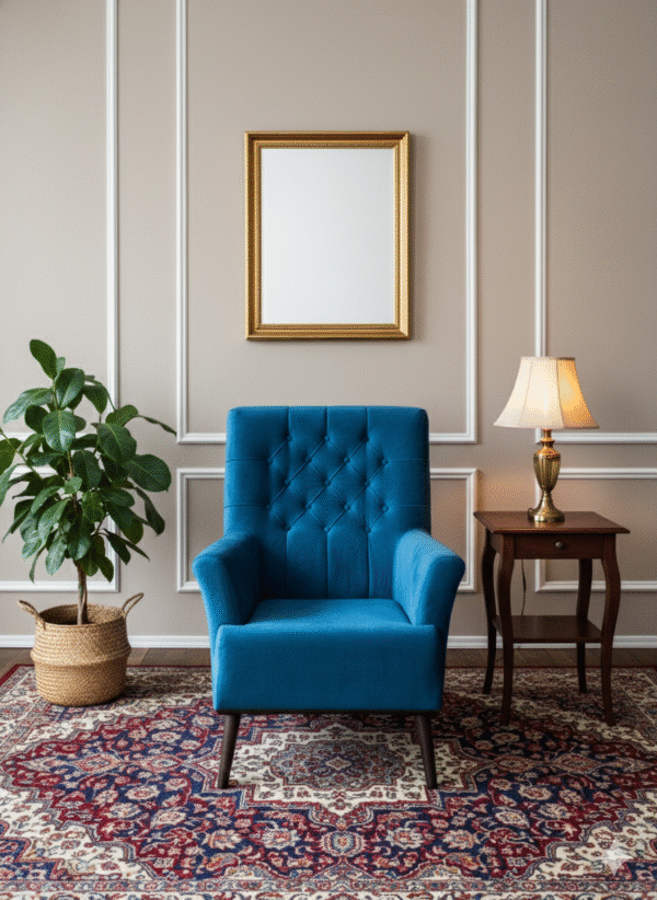 Blue Velvet Accent Chair
