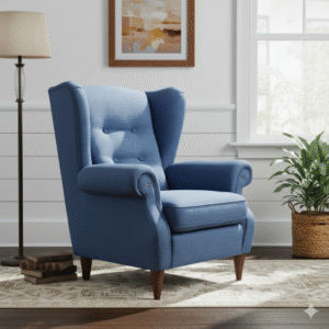 Armchair in Blue Fabric - Image 3