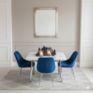 Blue Velvet Dining Set