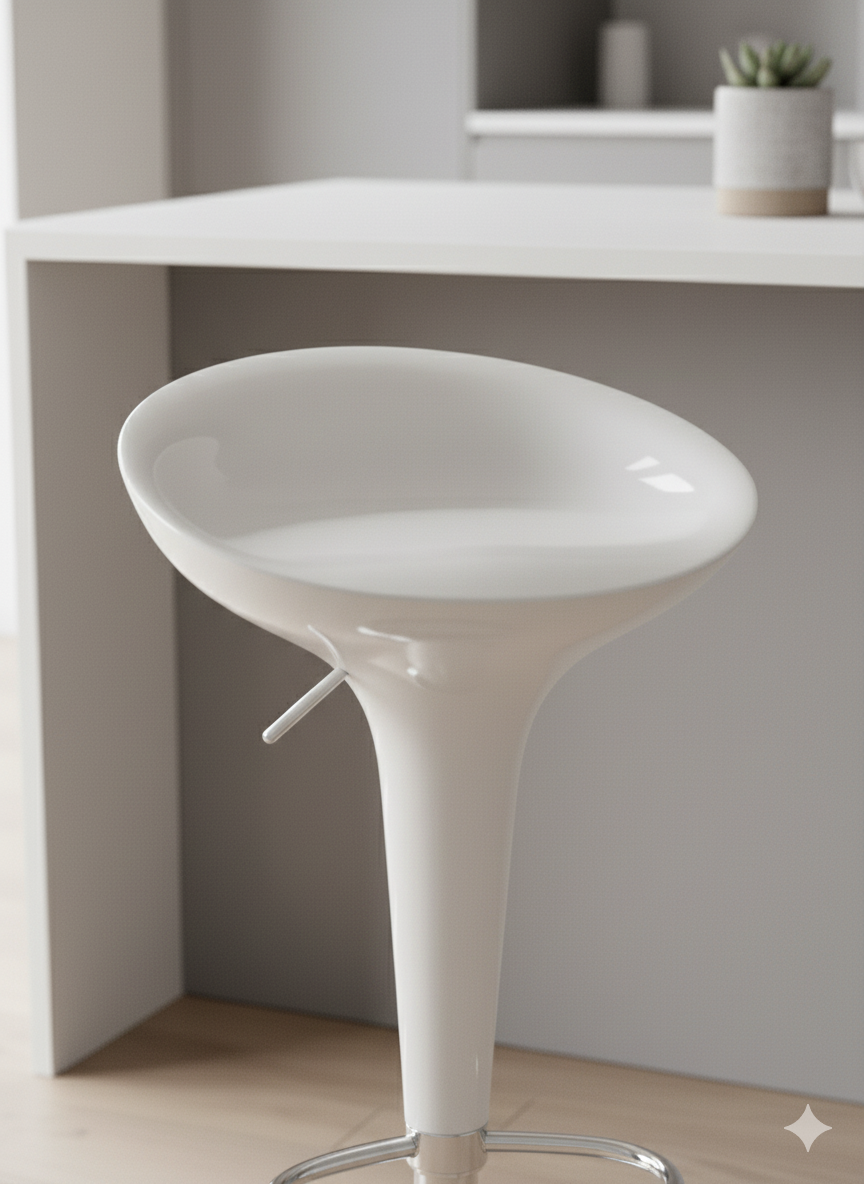 White Adjustable Bar Stool - Image 2