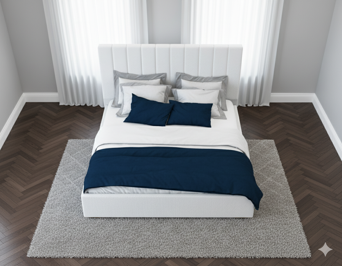 White Channel-Tufted Bed - Image 3