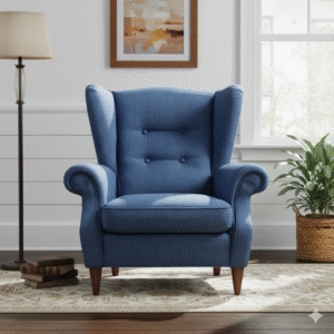 Armchair in Blue Fabric