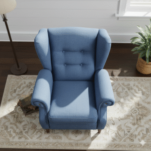 Armchair in Blue Fabric - Image 4