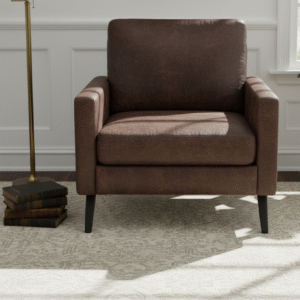 Taupe Leather Accent Armchair